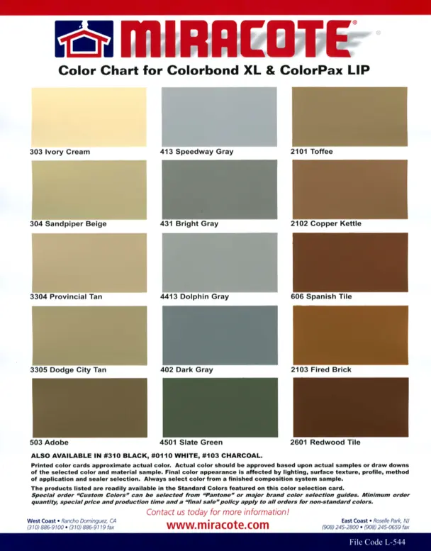 Deck Coating Color Charts | Miracote